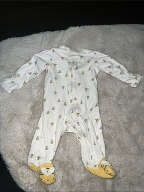 Baby Footed One-Piece with Yellow Bee Print